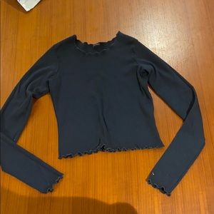 Brandy Melville Royal Blue Ruffled Long Sleeve
